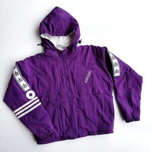 Vintage Admiral 80s 90s Purple Hooded Soccer Jacket Coat Men's Medium